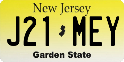 NJ license plate J21MEY