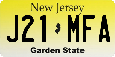 NJ license plate J21MFA