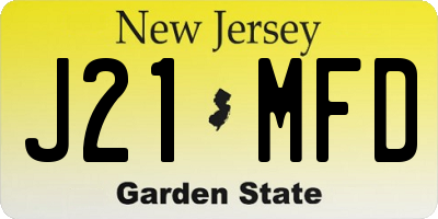 NJ license plate J21MFD