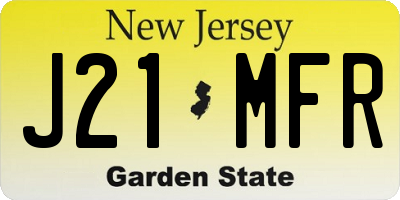 NJ license plate J21MFR