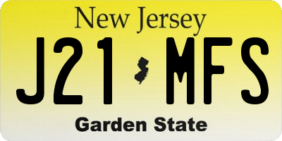 NJ license plate J21MFS