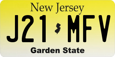 NJ license plate J21MFV