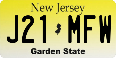 NJ license plate J21MFW