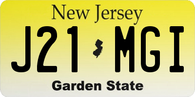 NJ license plate J21MGI