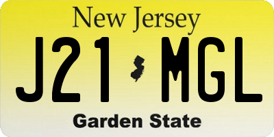 NJ license plate J21MGL