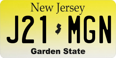 NJ license plate J21MGN