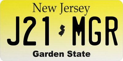 NJ license plate J21MGR