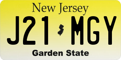 NJ license plate J21MGY