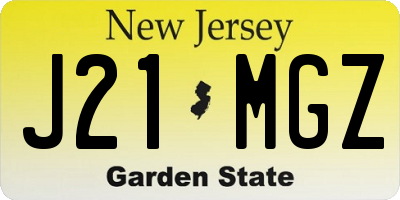 NJ license plate J21MGZ