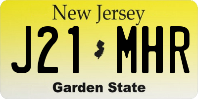 NJ license plate J21MHR