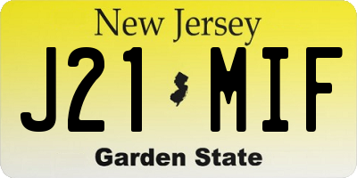 NJ license plate J21MIF