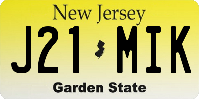 NJ license plate J21MIK