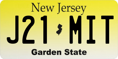 NJ license plate J21MIT