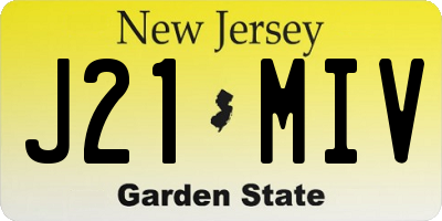 NJ license plate J21MIV