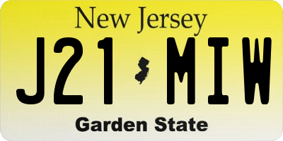 NJ license plate J21MIW