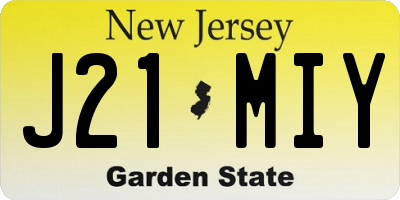 NJ license plate J21MIY
