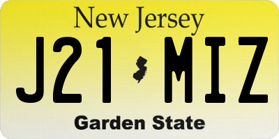 NJ license plate J21MIZ