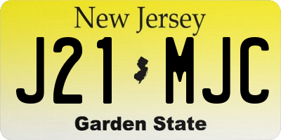 NJ license plate J21MJC