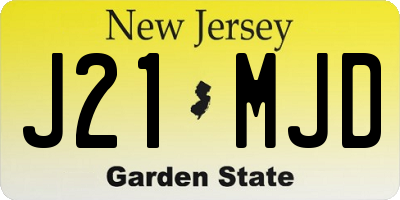 NJ license plate J21MJD