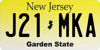 NJ license plate J21MKA