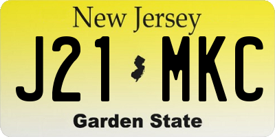 NJ license plate J21MKC