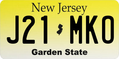 NJ license plate J21MKO