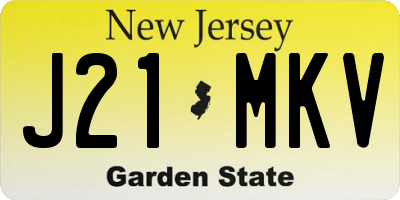 NJ license plate J21MKV