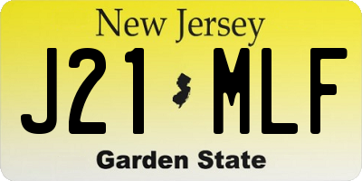 NJ license plate J21MLF