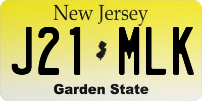 NJ license plate J21MLK