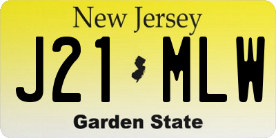 NJ license plate J21MLW