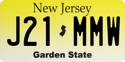 NJ license plate J21MMW