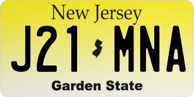 NJ license plate J21MNA