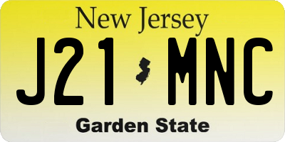NJ license plate J21MNC