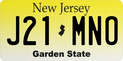 NJ license plate J21MNO
