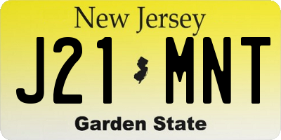 NJ license plate J21MNT