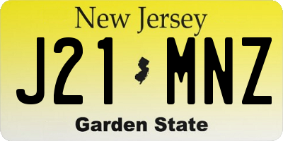 NJ license plate J21MNZ