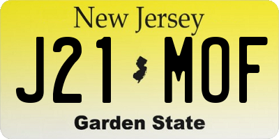 NJ license plate J21MOF