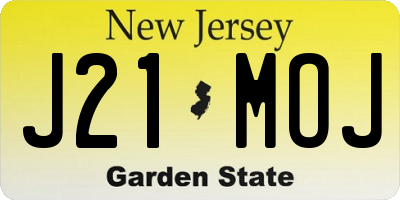 NJ license plate J21MOJ