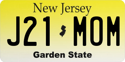 NJ license plate J21MOM