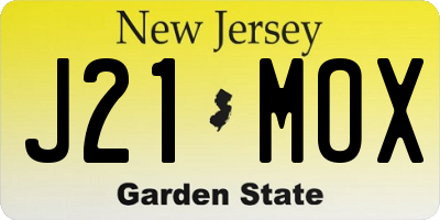 NJ license plate J21MOX
