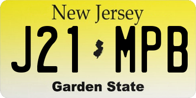 NJ license plate J21MPB