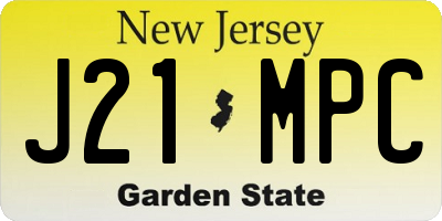 NJ license plate J21MPC