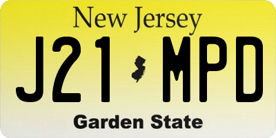 NJ license plate J21MPD