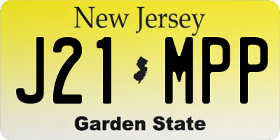 NJ license plate J21MPP