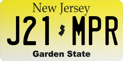 NJ license plate J21MPR
