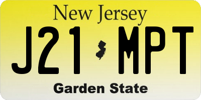 NJ license plate J21MPT