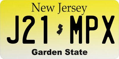 NJ license plate J21MPX
