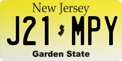 NJ license plate J21MPY