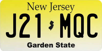NJ license plate J21MQC