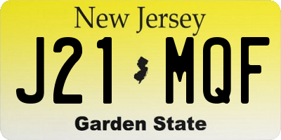 NJ license plate J21MQF